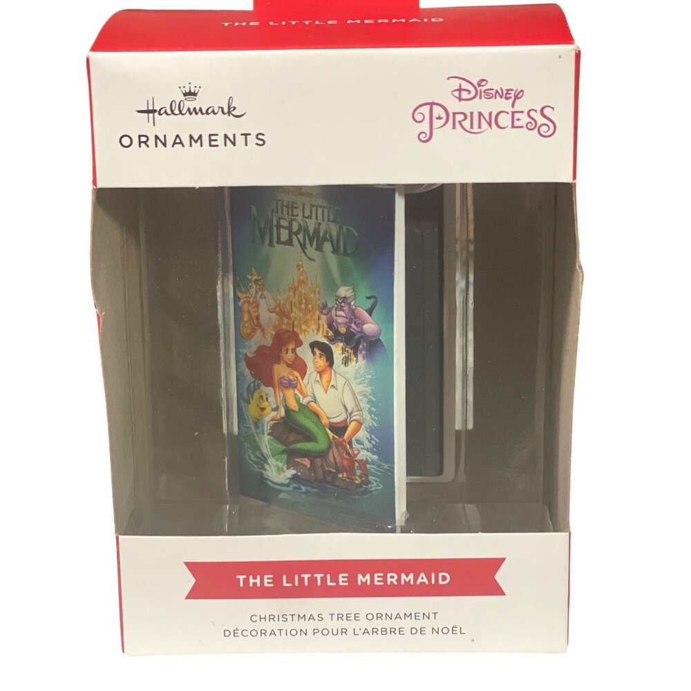 Hallmark Disney The Little Mermaid Retro Video Cassette Case Christmas Ornament.